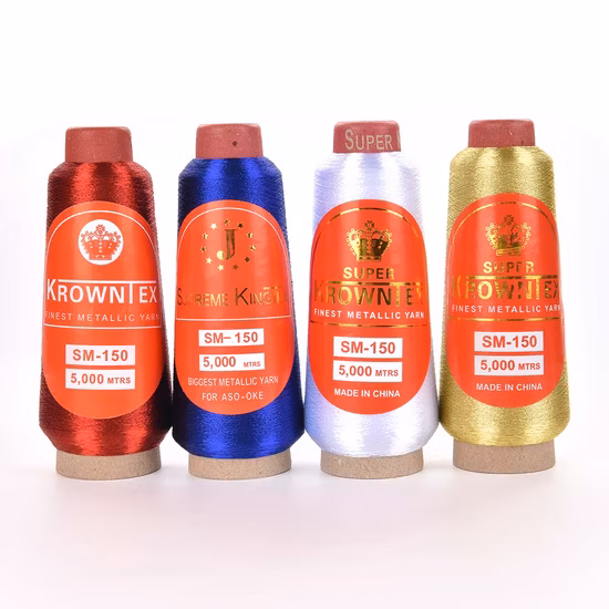 Krowntex 65% 150d 폴리에스터 35% 금속 원사 골드 자수 실 Ms(ST) 유형